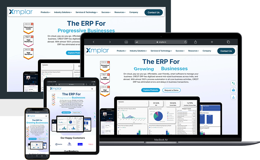 Xmplar – Website for CREST ERP Cloud Software